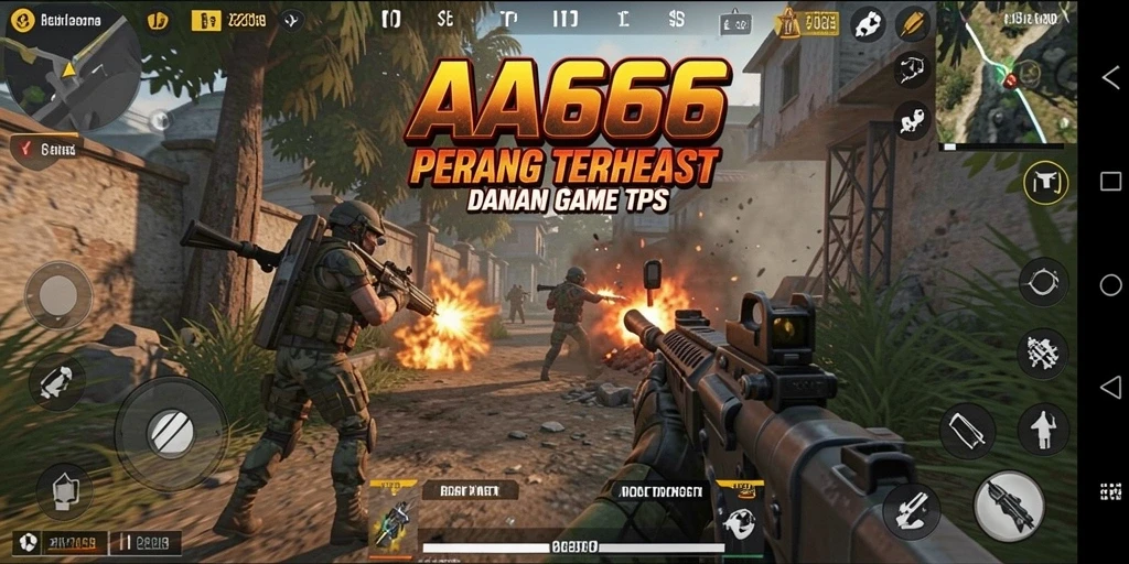 Tampilan gameplay seru AA666 dalam pertempuran TPS.