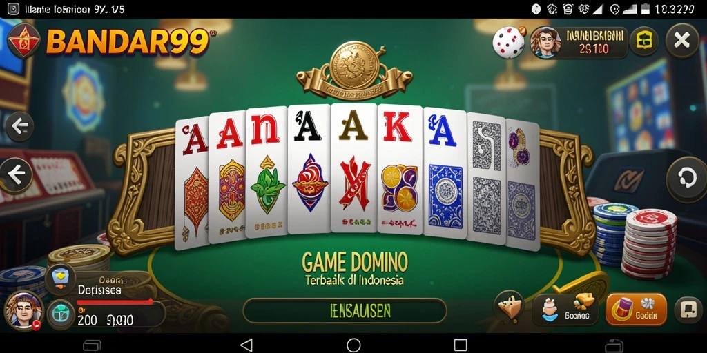Screenshot BANDAR99 menampilkan gameplay domino yang seru dan interaktif.