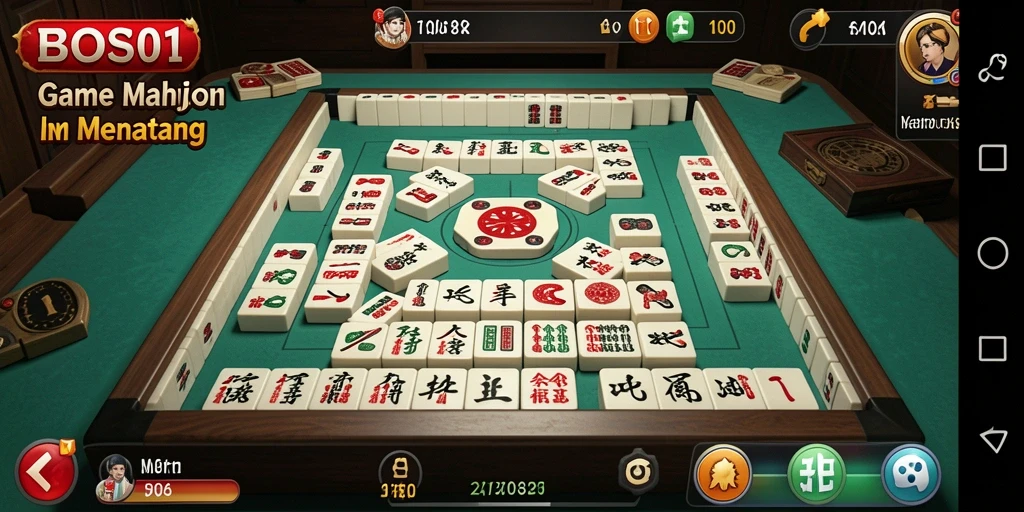 Screenshot gameplay BOS01 menunjukkan aksi menyenangkan dari permainan Mahjong.