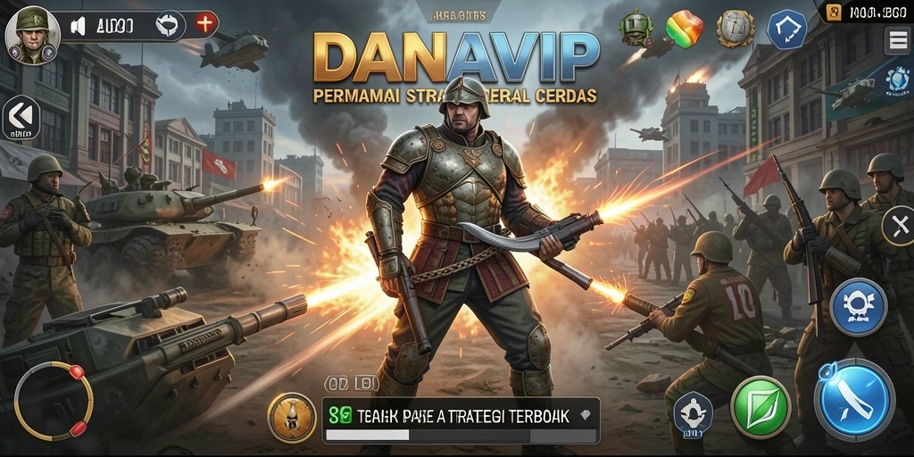 Tampilan gameplay seru DANAVIP dengan pertempuran strategi yang mendebarkan.