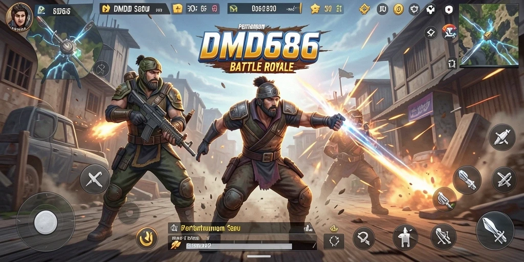 Screenshot DMD686 memperlihatkan aksi seru dalam Battle Royale.