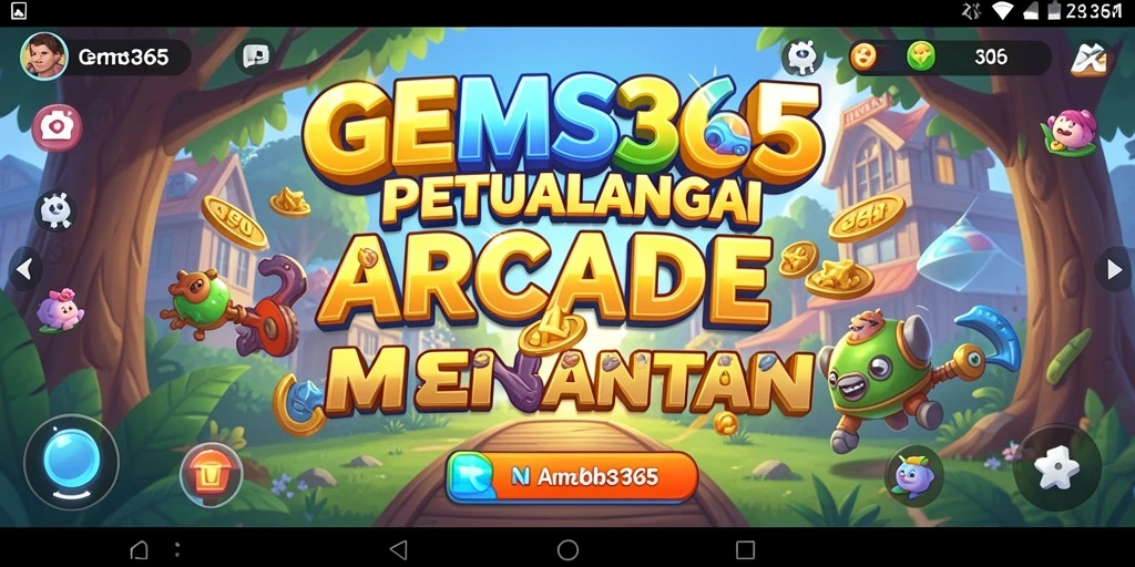 Tangkapan layar utama GEMS365 menampilkan aksi gameplay yang dinamis.