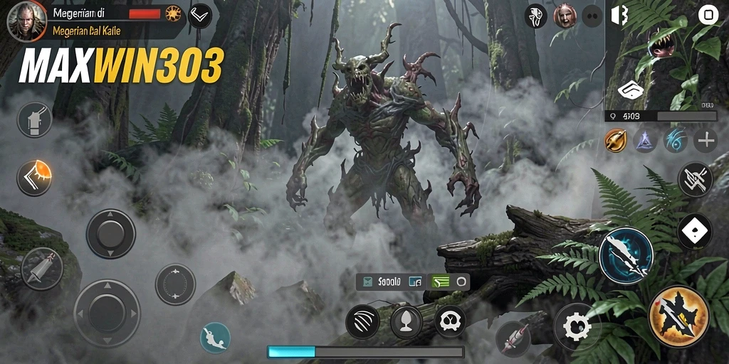 Tampilan gameplay <strong>MAXWIN303</strong> yang mencekam dan atmosfer gelap.
