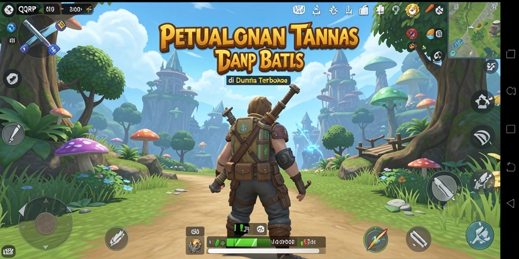 Tangkapan layar gameplay QQRP menampilkan dunia terbuka yang luas dan menarik.