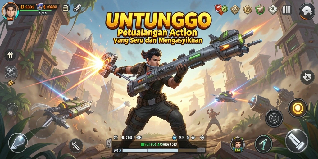 Tampilan gameplay Action yang mendebarkan dari UNTUNGGO.